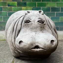 Concrete Hippo Statue Stone Animal Sculpture Cement Hippopotamus Figurine Hippo Lover Gift Garden & Home Ornament Handmade Decor - thumbnail 2