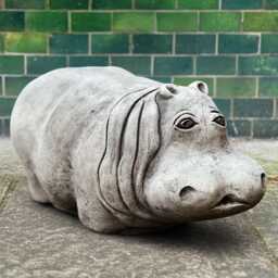 Concrete Hippo Statue Stone Animal Sculpture Cement Hippopotamus Figurine Hippo Lover Gift Garden & Home Ornament Handmade Decor - thumbnail 1