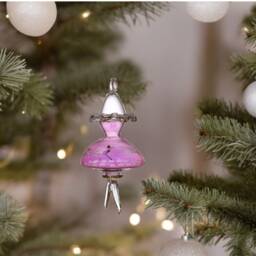 Handmade Purple Blown Glass Christmas Ornament, 14K Gold Accent