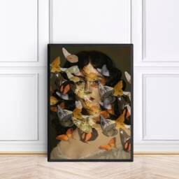 Butterfly Woman Print, Maximalist Prints, Renaissance Art, Framed Or Unframed Print - thumbnail 1
