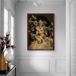 Butterfly Woman Print, Maximalist Prints, Renaissance Art, Framed Or Unframed Print - thumbnail 2