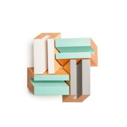 Modern Douglas Fir Business Card Holder, Colorful Geometric Office Decor - thumbnail 4