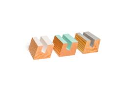 Modern Douglas Fir Business Card Holder, Colorful Geometric Office Decor - thumbnail 1