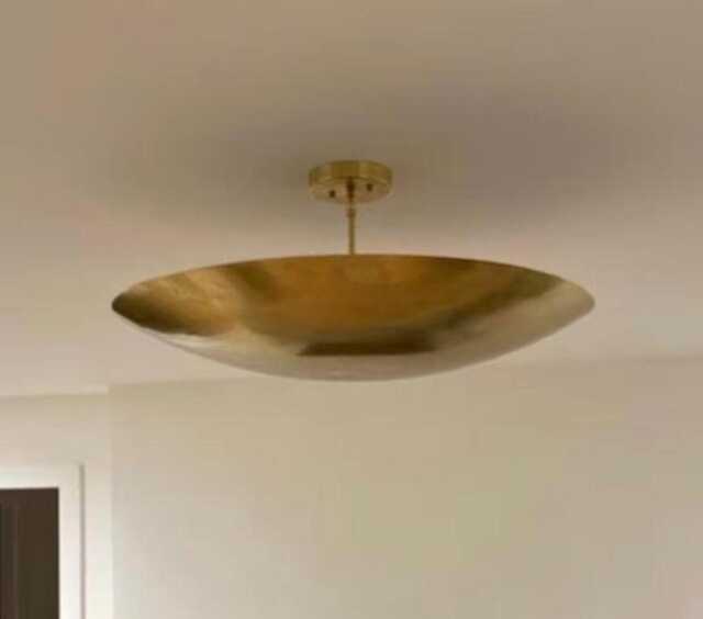 Handmade Brass Dome Flush Mount Ceiling Light Modern Minimalist Fixture - image 1