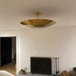 Handmade Brass Dome Flush Mount Ceiling Light Modern Minimalist Fixture - thumbnail 2