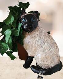 Paper Mache Clay Cat Sculpture - Bandit The Siamese - thumbnail 1