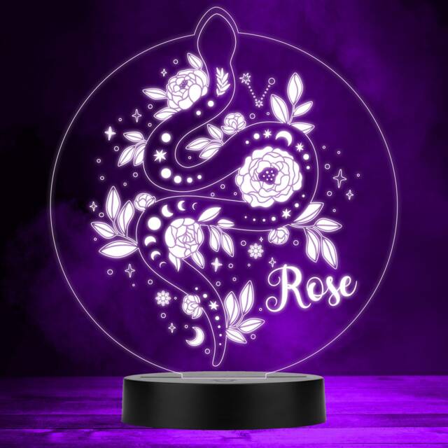 Snake Flowers Floral Decorative Multicolour Personalised Gift Lamp Night Light - Bedroom - image 1