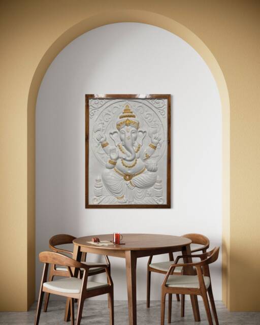 Handmade Lord Ganesha Wall Art - Fiberglass Resin Relief Mural - image 1