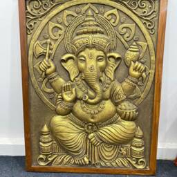 Handmade Lord Ganesha Wall Art - Fiberglass Resin Relief Mural - thumbnail 4