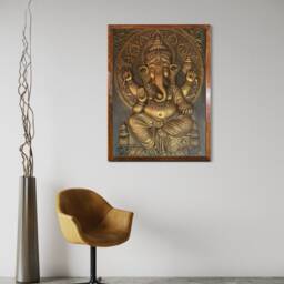 Handmade Lord Ganesha Wall Art - Fiberglass Resin Relief Mural - thumbnail 3
