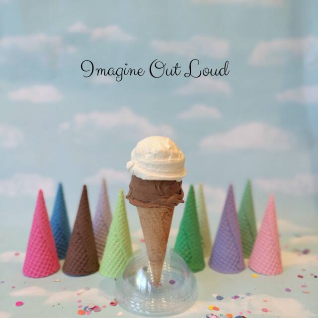 Fake Ice Cream Double Scoop Chocolate, Vanilla, Sugar Waffle Cone - image 1