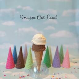 Fake Ice Cream Double Scoop Chocolate, Vanilla, Sugar Waffle Cone - thumbnail 1