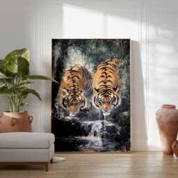 Tiger Poster - Realistic Wildlife Art Of Two Tigers in The Forest, Jungle Animal Wall Decor, Nature-Inspired Print - thumbnail 3
