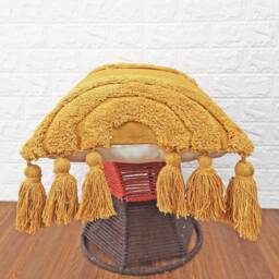 Mustard Yellow Tassel Pillow Cover Boho Textured Case Tufted Embroidered Pillows 14x20 Cushion Lumber - thumbnail 2