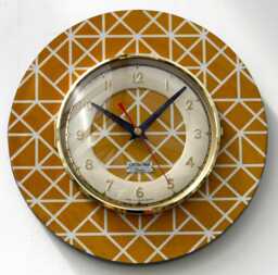 Yellow Wall Clock - New 25cm Modern Handmade Wooden Formica Style Mid Century Vintage French Gift Off The Clocks