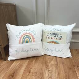 Personalised Teacher Cushion - Reading Corner Classroom Decor Thank You Gift Story Time Rainbow Appreciate - thumbnail 1