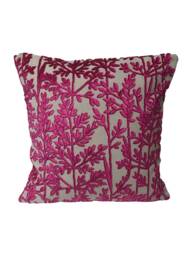 1 X Cerise Pink Floral Chenille Cushion Cover 16 - thumbnail 1