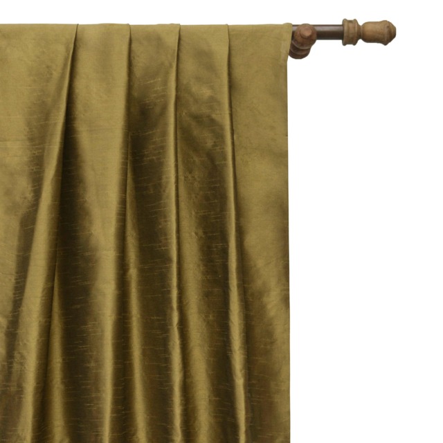 Antique Gold Art Silk Curtain Panels, Faux Curtains - Rod Pocket, Grommet, Box Pleat, Three Pinch Tab Top & Plain Ring Top - image 1