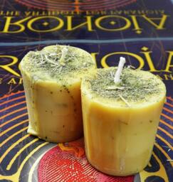 Clear Vision Ritual Candles - Two - 2 Yellow Votives Soy Blend For Clarity, Decision Making, Study - thumbnail 1