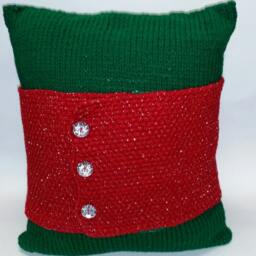 Glistening Christmas Knitted Pillow With Bow - thumbnail 2