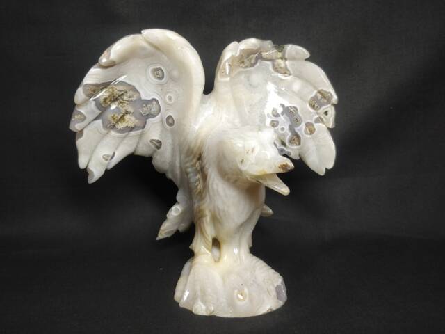 Handcarved Agate Flying Eagle Statue, Natural Gemstone Bird Figurine, Office Bookshelf Display Retirement Gift - image 1