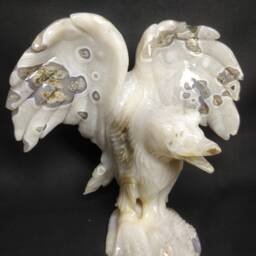 Handcarved Agate Flying Eagle Statue, Natural Gemstone Bird Figurine, Office Bookshelf Display Retirement Gift - thumbnail 2