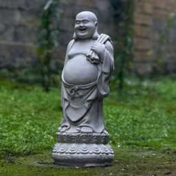 Happy Buddha Sculpture Outdoor Smiling Decoration Japanese Budbhist Ornament Traditional Yard Art Zen Garden Figurine Lawn Decor Gift - thumbnail 2