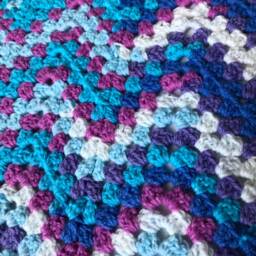 Blue Pink Purple & White Zig Zag Ripple Baby Blanket - thumbnail 4