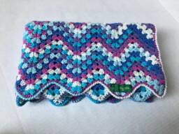 Blue Pink Purple & White Zig Zag Ripple Baby Blanket