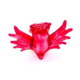 Hand Blown Glass Miniature Baby Owl Wings Bird Little Animal Red Figurine Tiny Statue Decoration Collectible Small Craft Painted Figure - thumbnail 3