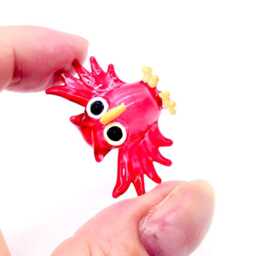 Hand Blown Glass Miniature Baby Owl Wings Bird Little Animal Red Figurine Tiny Statue Decoration Collectible Small Craft Painted Figure - thumbnail 4