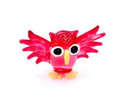 Hand Blown Glass Miniature Baby Owl Wings Bird Little Animal Red Figurine Tiny Statue Decoration Collectible Small Craft Painted Figure - thumbnail 1