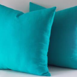 Turquoise Linen Pillow Covers - Set Of 2 18-Inch Decorative Throw Pillows - thumbnail 3