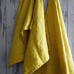 Hand Thick Linen Towel/Softened Linen Mustard Hand Guest Heavy Weight - thumbnail 2
