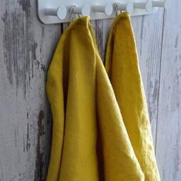 Handmade Heavy Linen Towel Softened Mustard Guest Towel