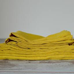 Handmade Heavy Linen Towel Softened Mustard Guest Towel - thumbnail 4