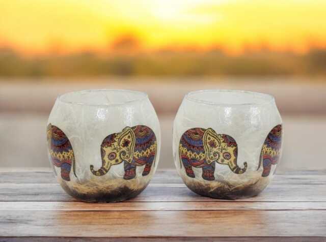 African Inspired Elephants, Glass Tealight Holder, Home Decor, Inspirational, Motivational , Gift Boxed - image 1