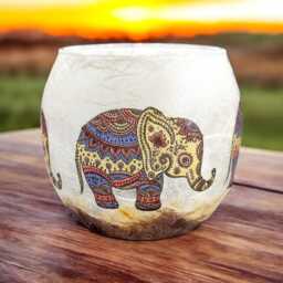 African Inspired Elephants, Glass Tealight Holder, Home Decor, Inspirational, Motivational , Gift Boxed - thumbnail 3