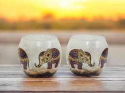 African Inspired Elephants, Glass Tealight Holder, Home Decor, Inspirational, Motivational , Gift Boxed - thumbnail 1