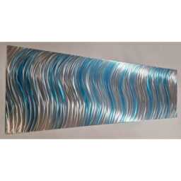Sway. Modern Abstract Metal Wall Art. Teal & Silver. Indoor/Outdoor Decor - thumbnail 4
