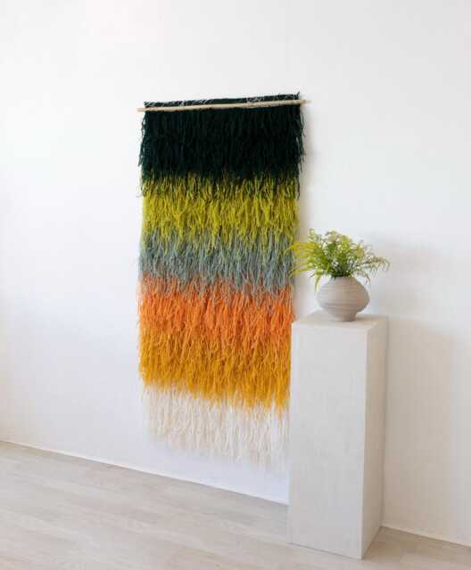 Woven Wall Tapestry - Wool Art Boho Home Decor Modern Fiber Large Colorful Hanging Handmade Shaggy Calaia - image 1