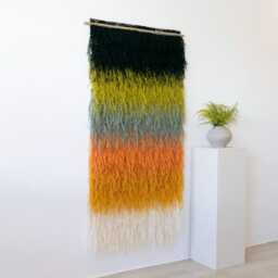 Woven Wall Tapestry - Wool Art Boho Home Decor Modern Fiber Large Colorful Hanging Handmade Shaggy Calaia - thumbnail 3