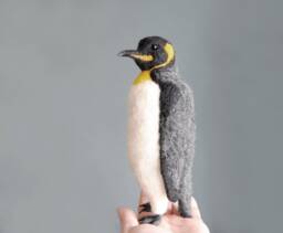 Needle Felted King Penguin, Handmade Bird, Soft Sculpture - Made To Order - thumbnail 1
