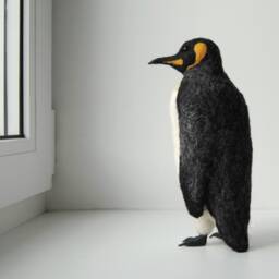 Needle Felted King Penguin, Handmade Bird, Soft Sculpture - Made To Order - thumbnail 3