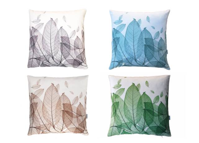 Cushion Cover, Leaf Cushion, Grey, Turquoise, Taupe, Beige, Green, 50 X cm, Abstract Nature Motif, Cotton - image 1