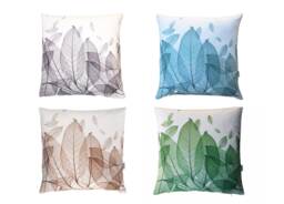 Cushion Cover, Leaf Cushion, Grey, Turquoise, Taupe, Beige, Green, 50 X cm, Abstract Nature Motif, Cotton - thumbnail 1