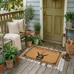 Praise The Sun Doormat, Dark Souls Gamer Welcome Mat, Coir Entrance Rug - thumbnail 3