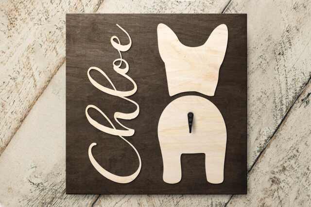 Personalized French Bulldog Sign With Pet Name, Wood Frenchie Leash Holder For Birthday Gift - image 1