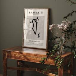 Bahrain Map Vintage Abstract Wall Art Print Picasso + Matisse Inspired Travel Poster - thumbnail 2