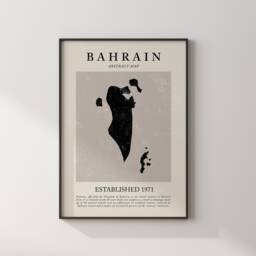 Bahrain Map Vintage Abstract Wall Art Print Picasso + Matisse Inspired Travel Poster - thumbnail 3